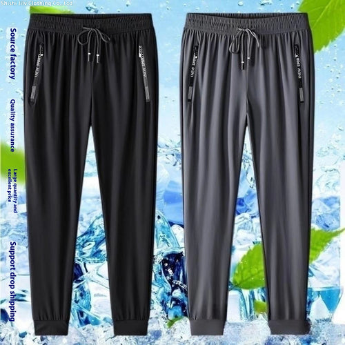 Ice Silk Trousers Men's High Elastic Breathability Leisure Sports Quick-drying - FlexoFit